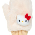Japan Sanrio Original Faux Fur Mittens with Mascot - Hello Kitty : Ivory - 3