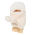 Japan Sanrio Original Faux Fur Mittens with Mascot - Hello Kitty : Ivory - 4
