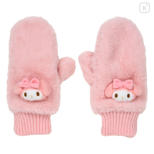 Japan Sanrio Original Faux Fur Mittens with Mascot - My Melody : Pink - 1