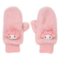 Japan Sanrio Original Faux Fur Mittens with Mascot - My Melody : Pink - 1