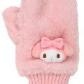 Japan Sanrio Original Faux Fur Mittens with Mascot - My Melody : Pink - 3