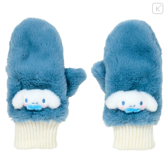 Japan Sanrio Original Faux Fur Mittens with Mascot - Cinnamoroll : Blue - 1