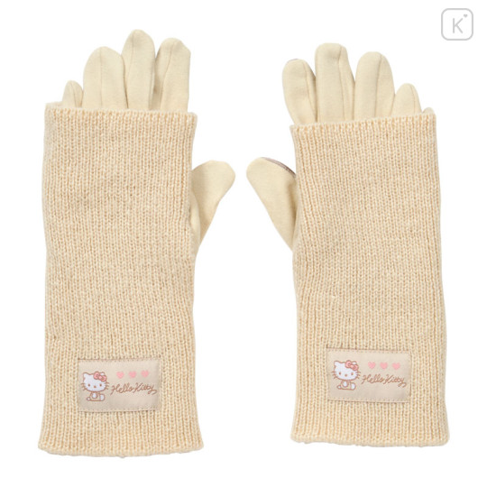 Japan Sanrio Original 3way Gloves - Hello Kitty : Beige - 1