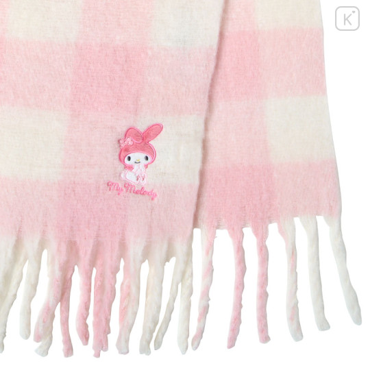 Japan Sanrio Original Plaid Volume Scarf - My Melody : Pink - 2