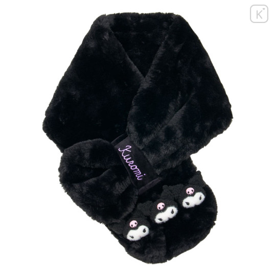 Japan Sanrio Original Boa Tippet Scarf with Mascot - Kuromi : Black - 1