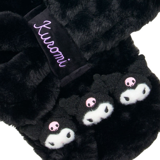 Japan Sanrio Original Boa Tippet Scarf with Mascot - Kuromi : Black - 2