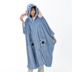 Japan Disney Store Wearable Blanket Fluffy Coral Fleece - Stitch
