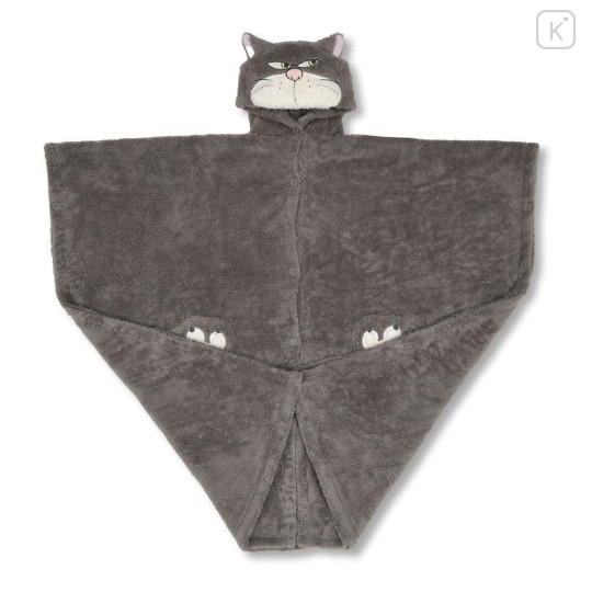 Japan Disney Store Wearable Blanket Fluffy Coral Fleece - Cinderella : Lucifer Cat - 3