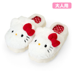 Japan Sanrio Original Fluffy Room Slippers - Hello Kitty : Face-Shaped