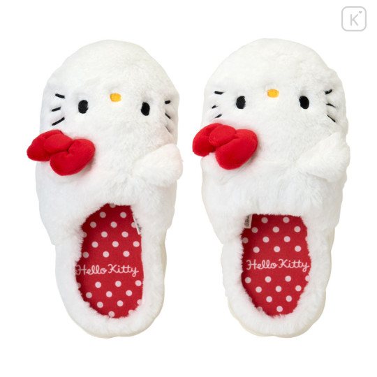Japan Sanrio Original Fluffy Room Slippers - Hello Kitty : Face-Shaped - 2