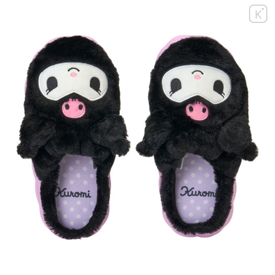 Japan Sanrio Original Fluffy Room Slippers - Kuromi : Face-Shaped - 2