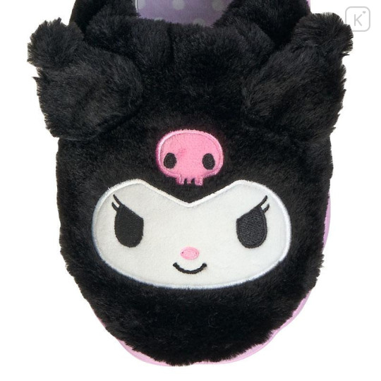 Japan Sanrio Original Fluffy Room Slippers - Kuromi : Face-Shaped - 4