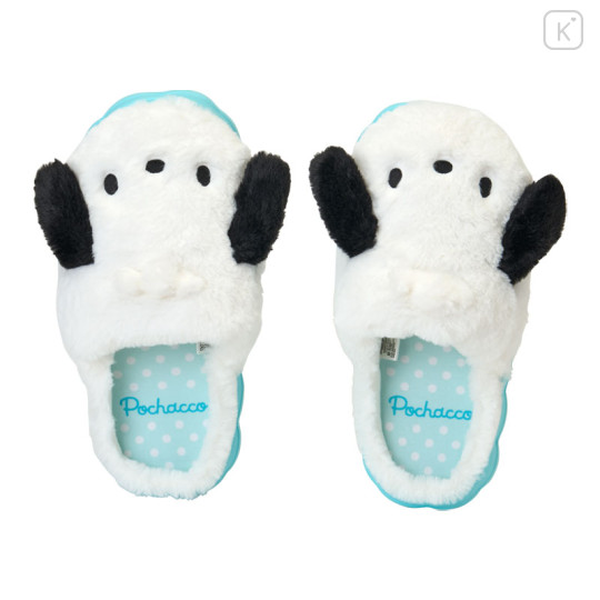 Japan Sanrio Fluffy Room Slippers - Pochacco : Face-Shaped - 2