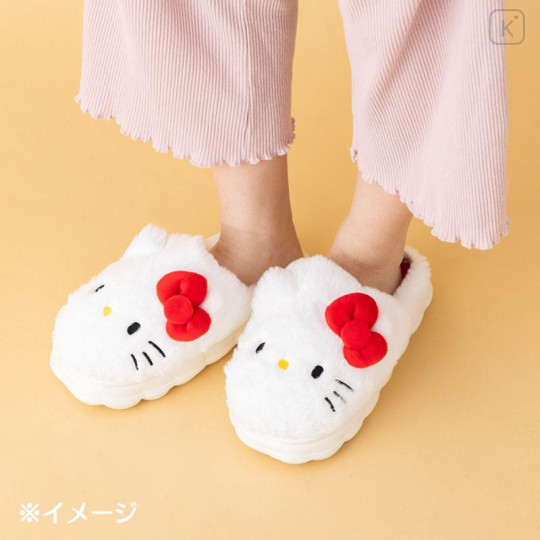 Japan Sanrio Original Fluffy Room Slippers - Usahana : Face-Shaped - 5