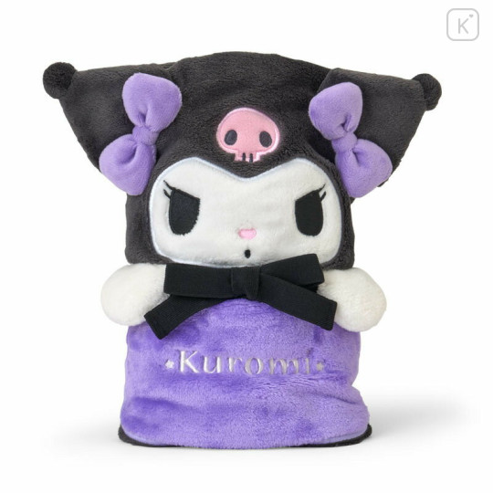 Japan Sanrio Original Flannel Lap Blanket & Cape - Kuromi : Ribbon - 2