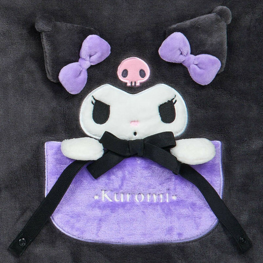 Japan Sanrio Original Flannel Lap Blanket & Cape - Kuromi : Ribbon - 3