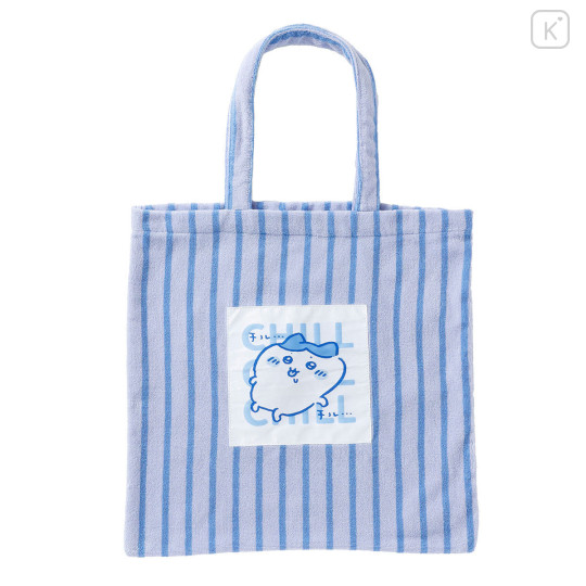 Japan Chiikawa Tote Bag - Hachiware : Chill Chill Blue Stripe - 1