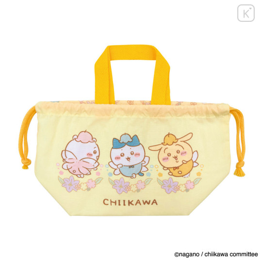 Japan Chiikawa Drawstring Pouch & Lunch Bag - Chiikawa & Hachiware & Usagi : Fairy Flower - 1