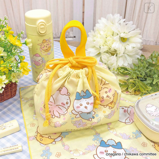 Japan Chiikawa Drawstring Pouch & Lunch Bag - Chiikawa & Hachiware & Usagi : Fairy Flower - 2
