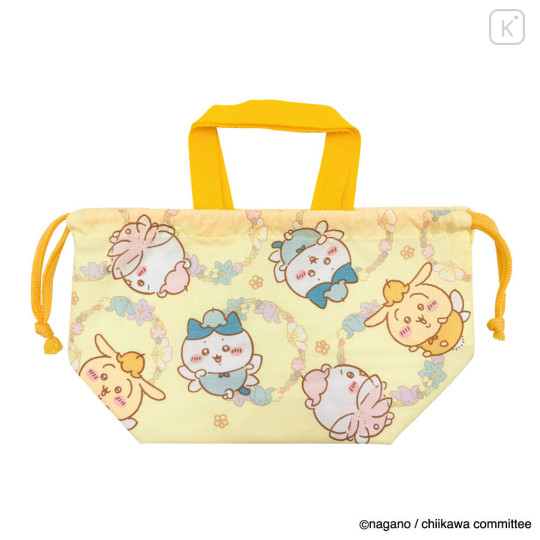 Japan Chiikawa Drawstring Pouch & Lunch Bag - Chiikawa & Hachiware & Usagi : Fairy Flower - 5