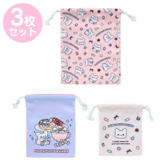Japan Sanrio Drawstring Bag Set - Hanamaruobake : Pastel Sweets Pop