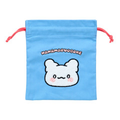 Japan Sanrio Embroidered Drawstring Bag - Hanamaruobake : Pastel Sweets Pop Blue