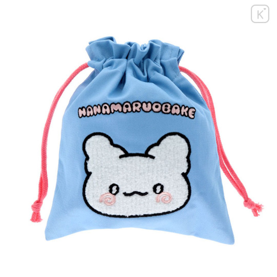Japan Sanrio Embroidered Drawstring Bag - Hanamaruobake : Pastel Sweets Pop Blue - 3