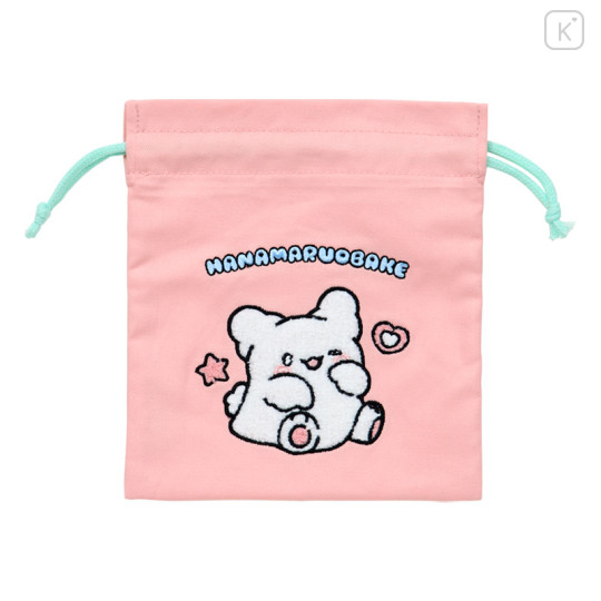 Japan Sanrio Embroidered Drawstring Bag - Hanamaruobake : Pastel Sweets Pop Pink - 1