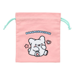 Japan Sanrio Embroidered Drawstring Bag - Hanamaruobake : Pastel Sweets Pop Pink