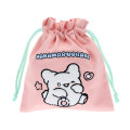 Japan Sanrio Embroidered Drawstring Bag - Hanamaruobake : Pastel Sweets Pop Pink - 3