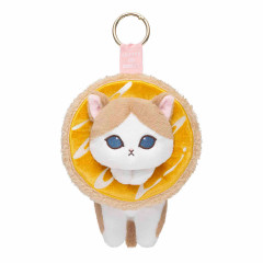 Japan Mofusand Plush Mascot with Carabiner Bag Charm - Mofusand Coffee And Donuts Cat Orange Cream