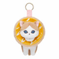 Japan Mofusand Plush Mascot with Carabiner Bag Charm - Mofusand Coffee And Donuts Cat Orange Cream - 1