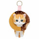 Japan Mofusand Plush Mascot with Carabiner Bag Charm - Mofusand Coffee And Donuts Cat Half Chocolate