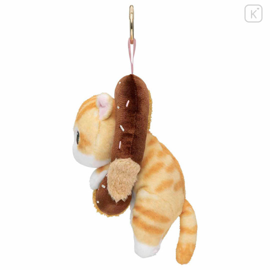 Japan Mofusand Plush Mascot with Carabiner Bag Charm - Mofusand Coffee And Donuts Cat Half Chocolate - 6