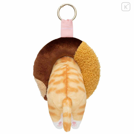 Japan Mofusand Plush Mascot with Carabiner Bag Charm - Mofusand Coffee And Donuts Cat Half Chocolate - 7
