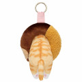 Japan Mofusand Plush Mascot with Carabiner Bag Charm - Mofusand Coffee And Donuts Cat Half Chocolate - 7