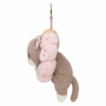 Japan Mofusand Plush Mascot with Carabiner Bag Charm - Mofusand Coffee And Donuts Cat Strawberry Cruller - 6