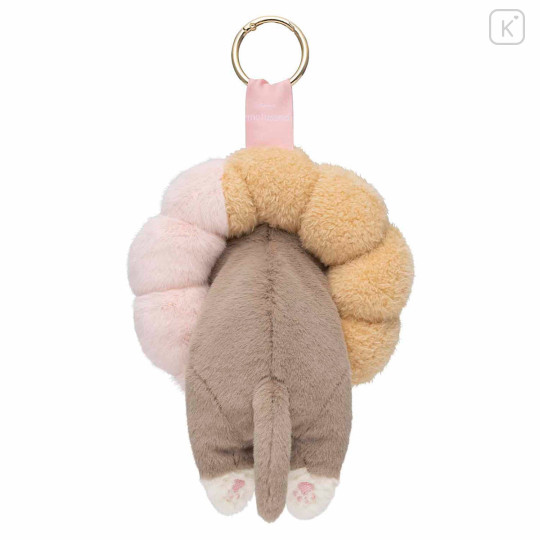 Japan Mofusand Plush Mascot with Carabiner Bag Charm - Mofusand Coffee And Donuts Cat Strawberry Cruller - 7
