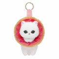 Japan Mofusand Plush Mascot with Carabiner Bag Charm - Mofusand Coffee And Donuts Cat Raspberry - 1