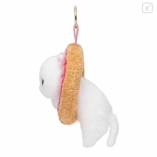 Japan Mofusand Plush Mascot with Carabiner Bag Charm - Mofusand Coffee And Donuts Cat Raspberry - 6