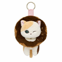 Japan Mofusand Plush Mascot with Carabiner Bag Charm - Mofusand Coffee And Donuts Cat Milk Chocolate