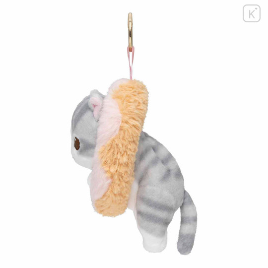 Japan Mofusand Plush Mascot with Carabiner Bag Charm - Mofusand Coffee And Donuts Cat Strawberry Cream - 6