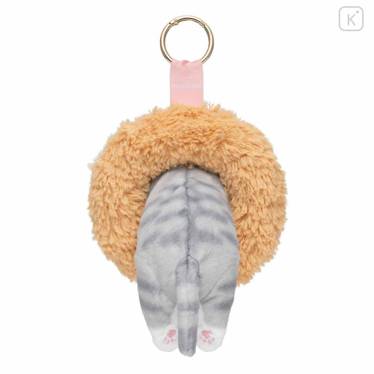 Japan Mofusand Plush Mascot with Carabiner Bag Charm - Mofusand Coffee And Donuts Cat Strawberry Cream - 7