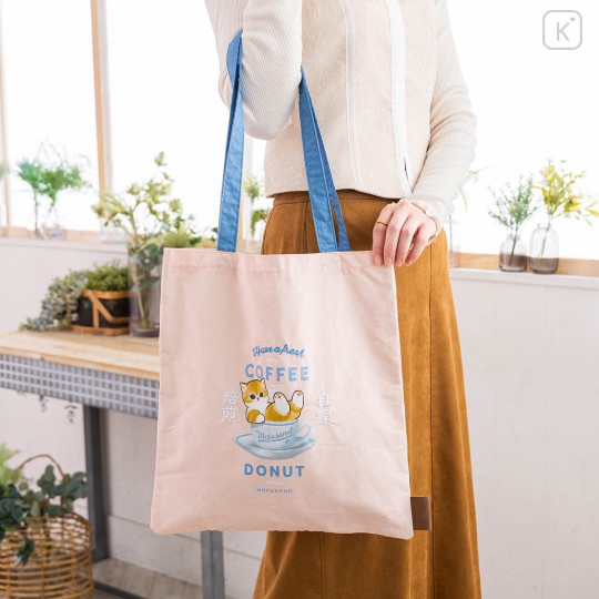 Japan Mofusand Tote Bag - Mofusand Coffee And Donuts Cat Pink Blue - 2