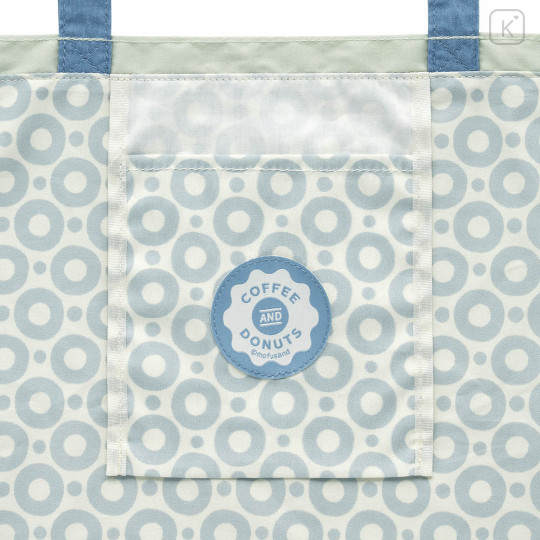 Japan Mofusand Tote Bag - Mofusand Coffee And Donuts Cat Green Blue - 4