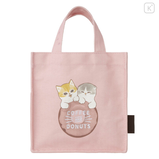 Japan Mofusand Lunch Tote Bag - Mofusand Coffee And Donuts Cat Pink - 1