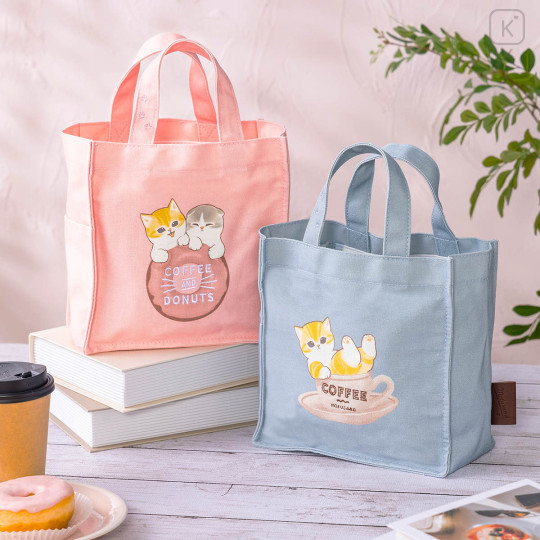 Japan Mofusand Lunch Tote Bag - Mofusand Coffee And Donuts Cat Pink - 3
