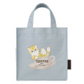 Japan Mofusand Lunch Tote Bag - Mofusand Coffee And Donuts Cat Blue - 1