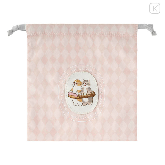 Japan Mofusand Drawstring Bag - Mofusand Coffee And Donuts Cat Pink - 1