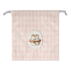 Japan Mofusand Drawstring Bag - Mofusand Coffee And Donuts Cat Pink